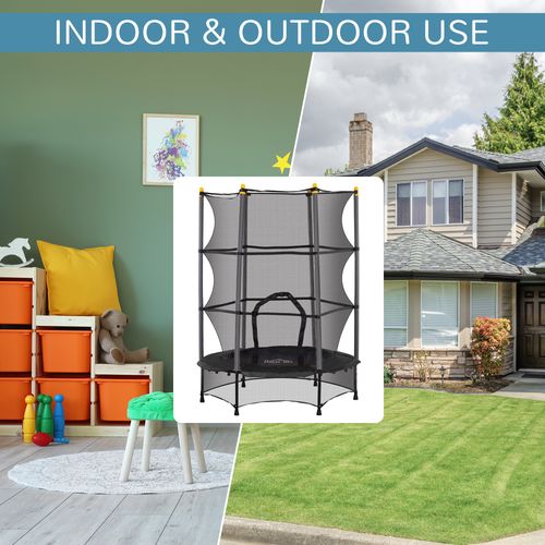 HOMCOM 4.6FT/75" Kids Trampoline with Safety Enclosure, Indoor Outdoor