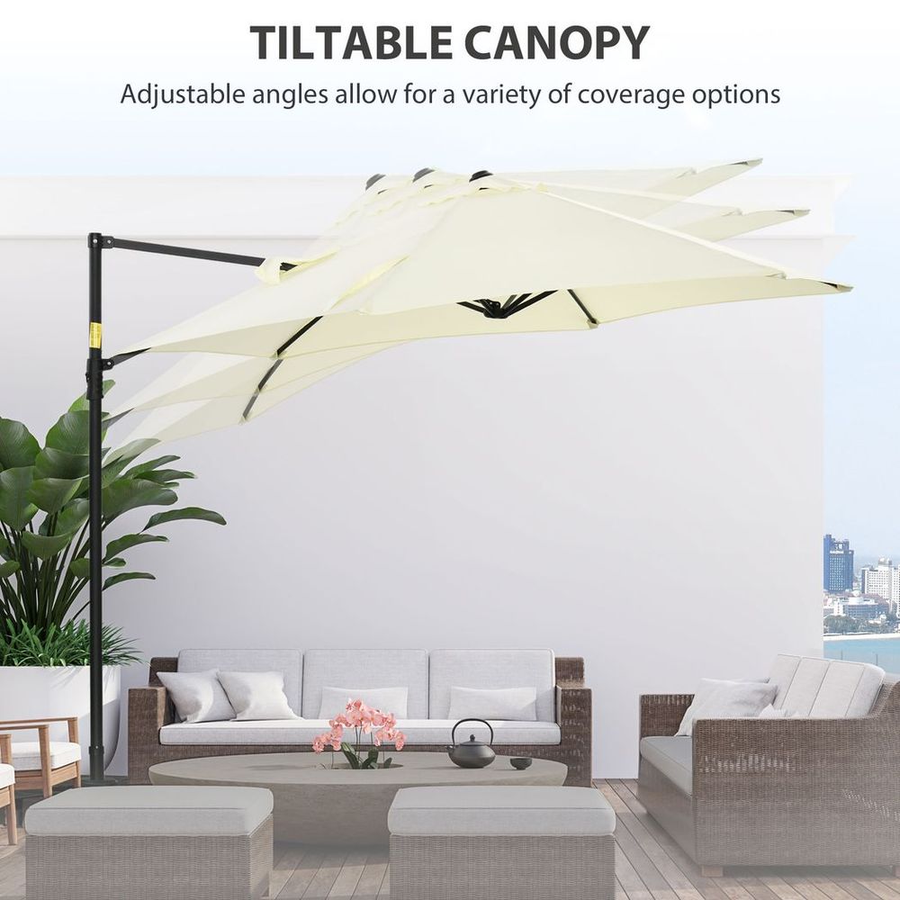 Premium 2.5M Garden Cantilever Parasol - 360 Rotation, Cross Base - Beige