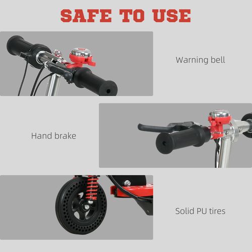 HOMCOM Folding Electric Scooter with Warning Bell, for Ages 4-14 Years, Red