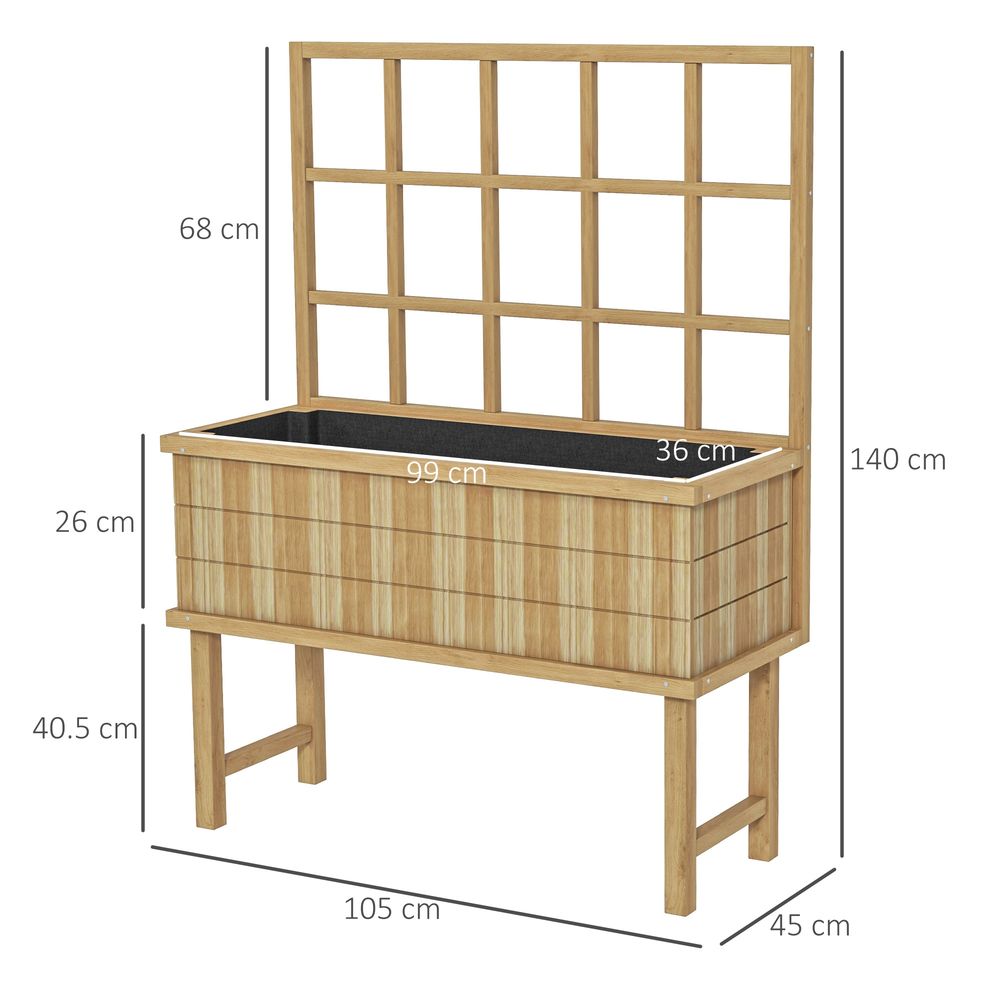 Premium Wooden Raised Planter w/ Trellis | Drain Holes | High-Quality Elevated Garden Bed
