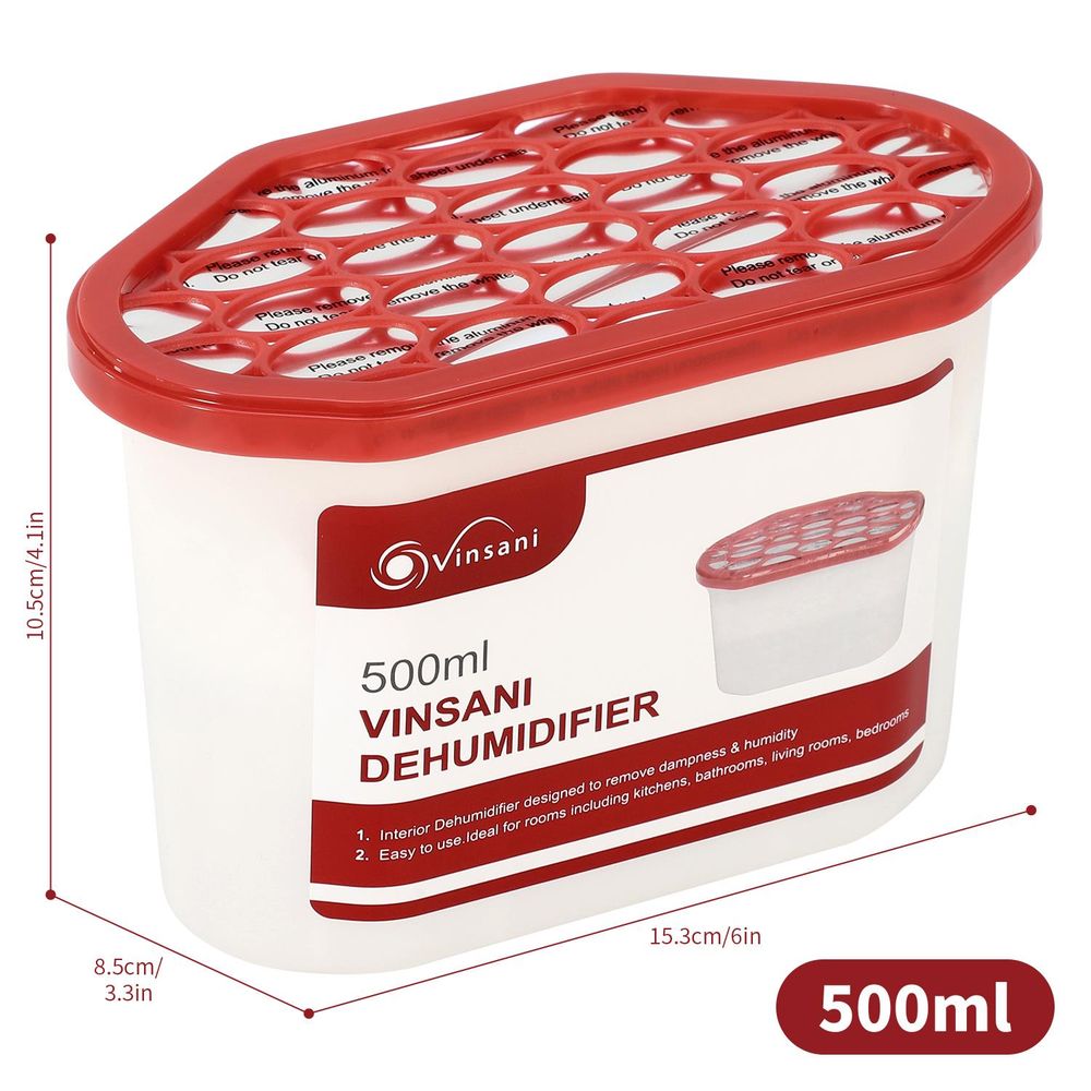 Vinsani Interior Dehumidifier Pack of 10 – 500mL Moisture Absorber Condensation Remover to Stop Damp, Mould, Moisture in Home Kitchen Wardrobe Bedroom Office Bathroom Basement Garage
