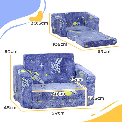 AIYAPLAY 2 in 1 Kids Folding Bed with Glow in The Dark Cosmic Design