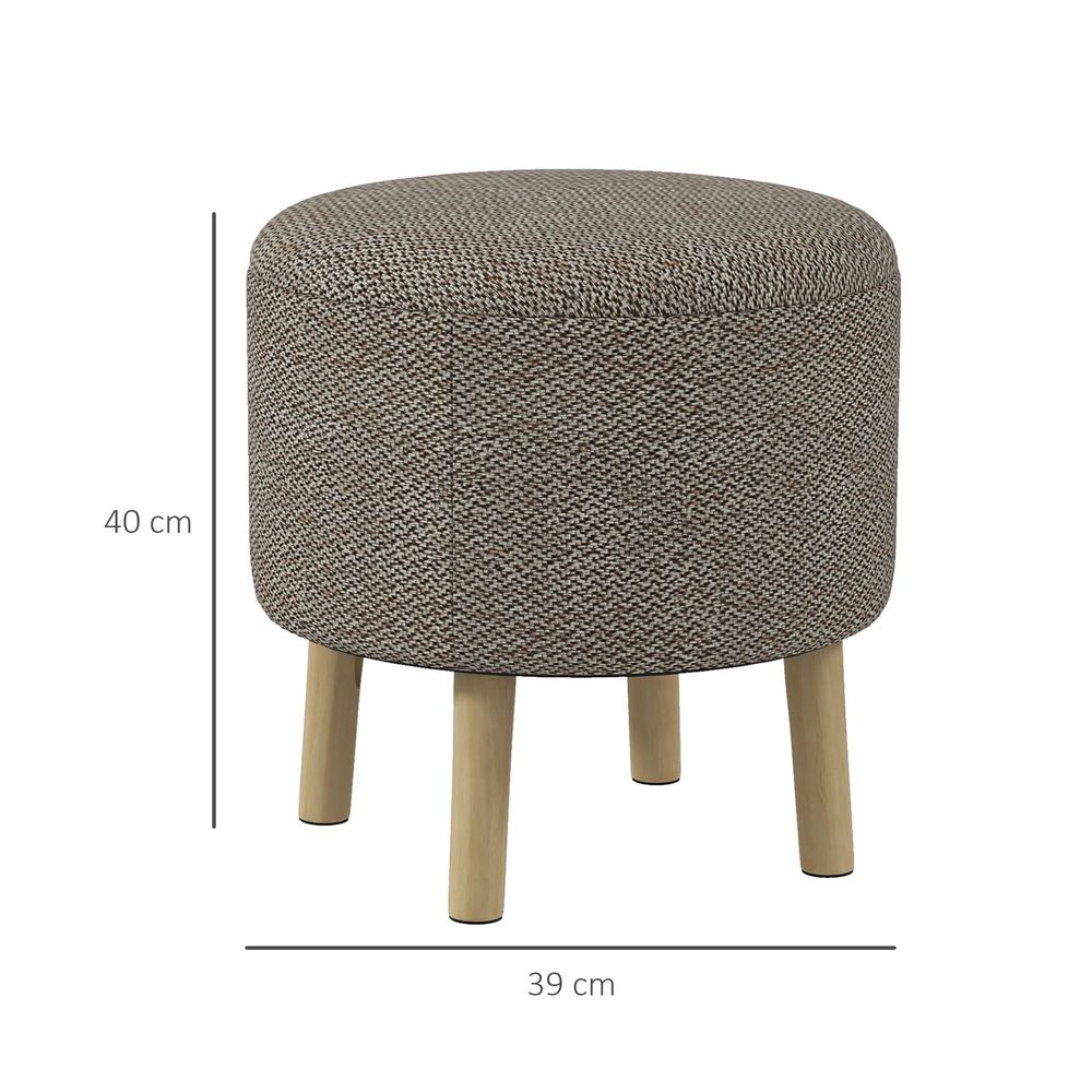 HOMCOM Storage Ottoman, Round Stool Chair with Cushioned Top, Hidden Space