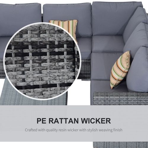 Outsunny Corner Rattan Garden Set - 4 PC Grey - For any Garden, Patio, or Conservatory