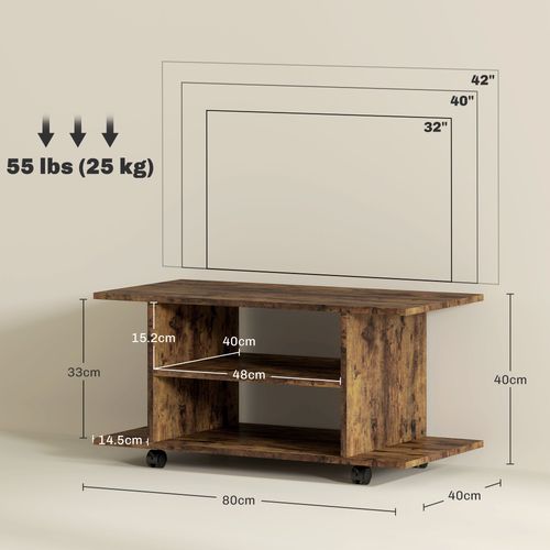 HOMCOM Modern TV Cabinet Stand Storage Shelves Table Mobile