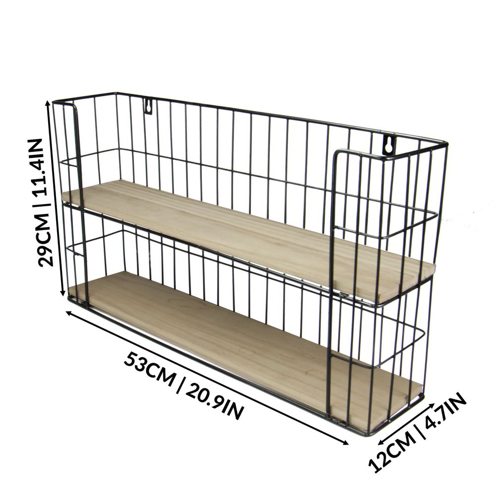 2 Tier Rectangular Floating Shelf | M&W | Stylish Industrial Decor | Rustic & Modern Home | Easy Install | Declutter Space
