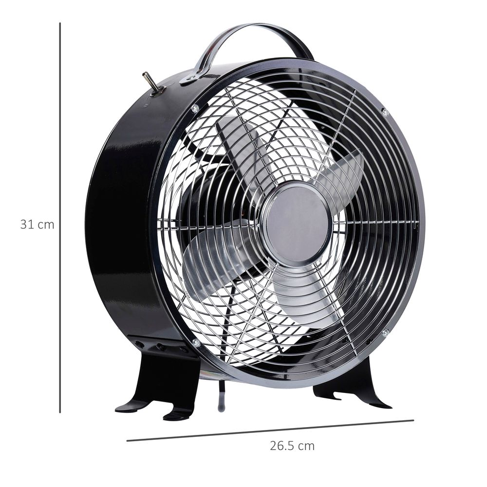 HOMCOM 10" 2-Speed Electric Table Desk Fan w/Safety Guard Anti-Slip Feet Portable Personal Cooling Fan Home Office Bedroom Black