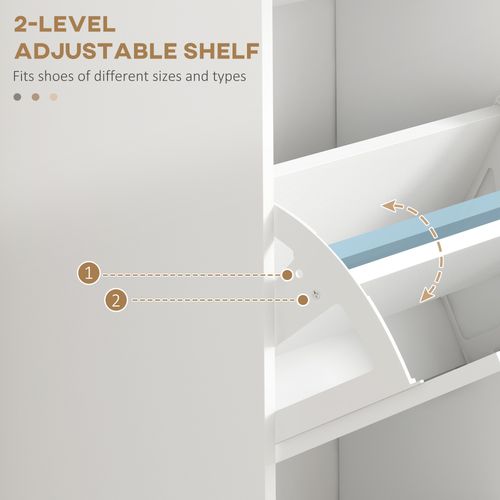 HOMCOM Slim Shoe Storage Cabinet with 3 Flip Drawers for Entryway, White
