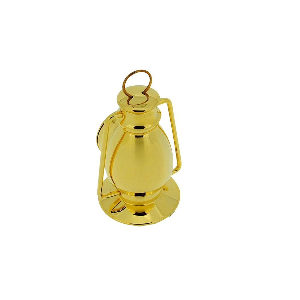 Miniature Clock Gold Plated Metal Hurricane Lamp Solid Brass IMP77 - CLEARANCE NEEDS RE-BATTERY