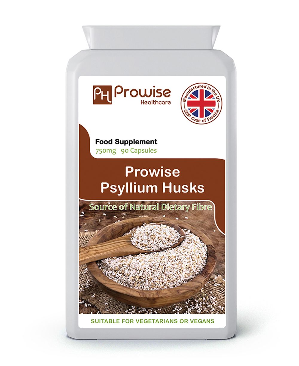 Psyllium Husks 750mg x 90 Capsules - High-Quality Fiber Supplement for Healthy Digestion and Weight Loss - Vegan-Friendly by Prowise