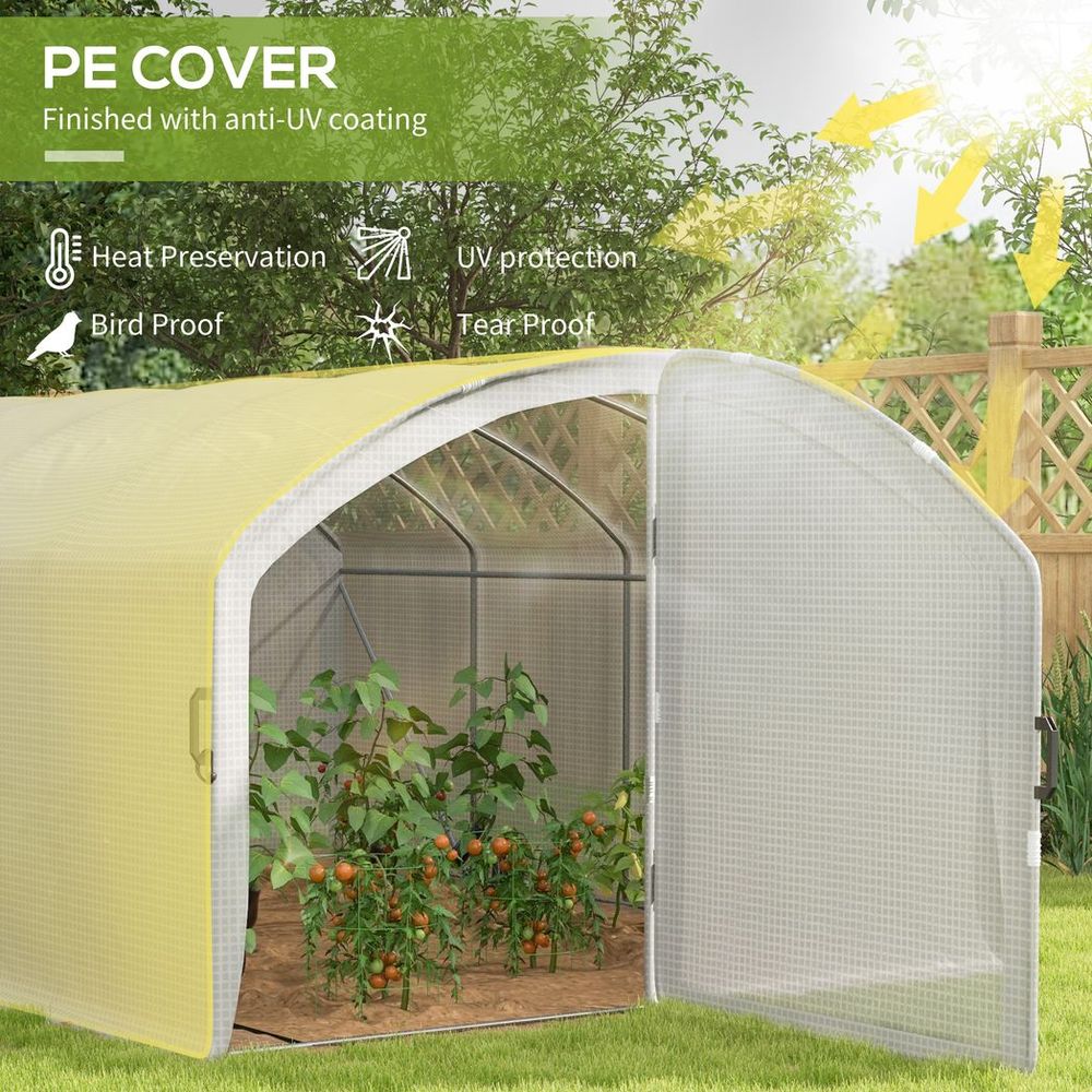 Premium Outsunny Polytunnel Greenhouse: 4x3x2m, UV-Resistant PE Cover, Door