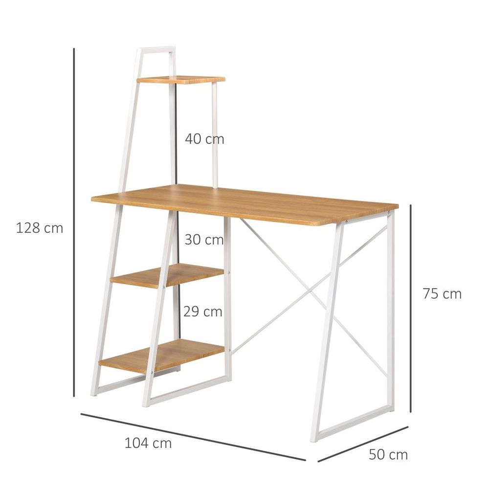 HOMCOM Home Office Computer Desk Study Writing Table with 3-Tier Storage Shelves