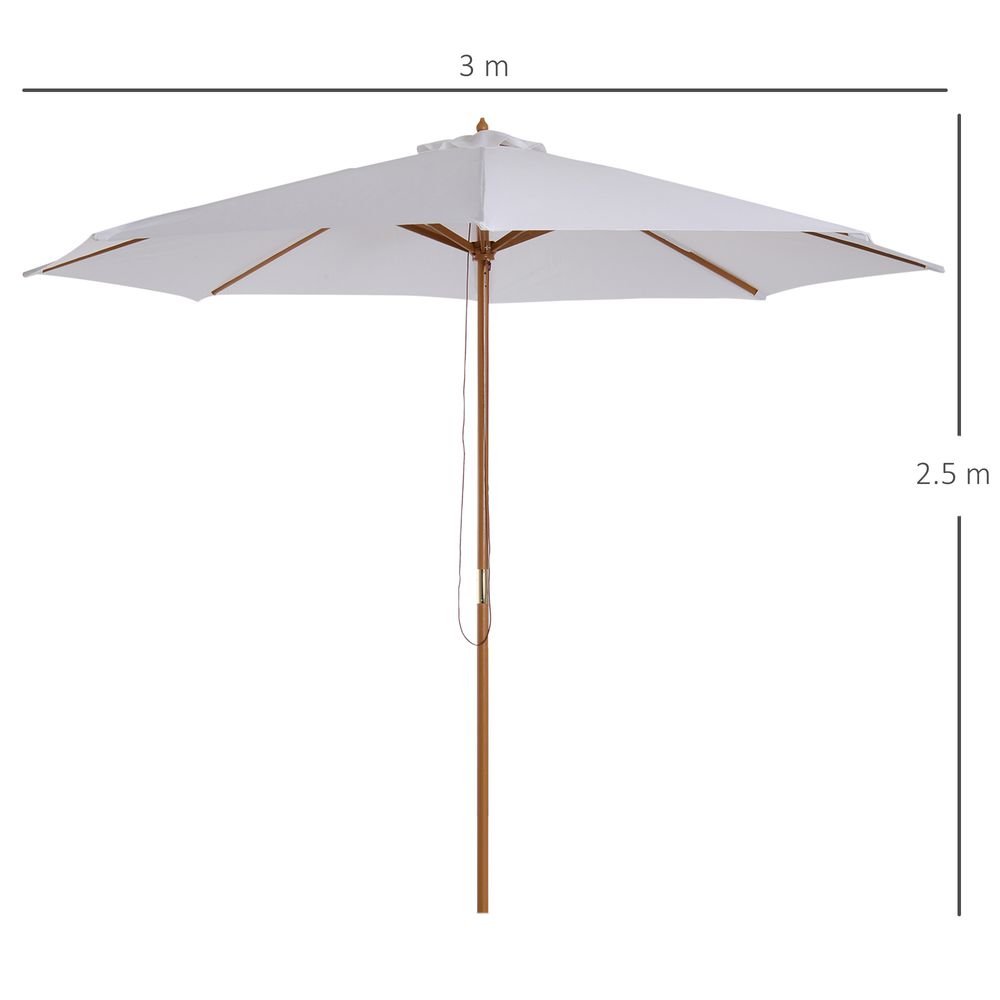 High-Quality 10'x8.2'H Bamboo Wooden Round Market Patio Umbrella - Sun & Rain Protection