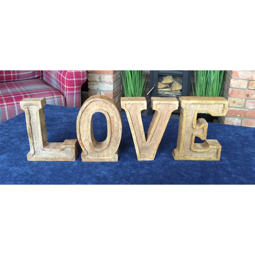Hand Carved Wooden Embossed Letters Love