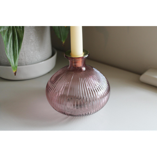 Pink Glass Candle Holder
