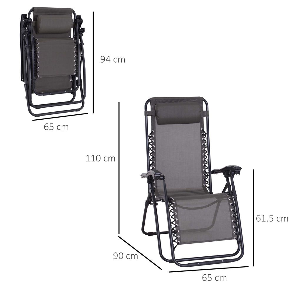 Ultimate Comfort Metal Lounger w/ Head Pillow for Patio Deck - Outsunny