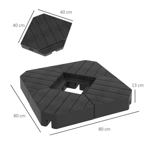 Outsunny Umbrella Weights for Offset Parasols, 80kg Sand or 60kg Water Filled