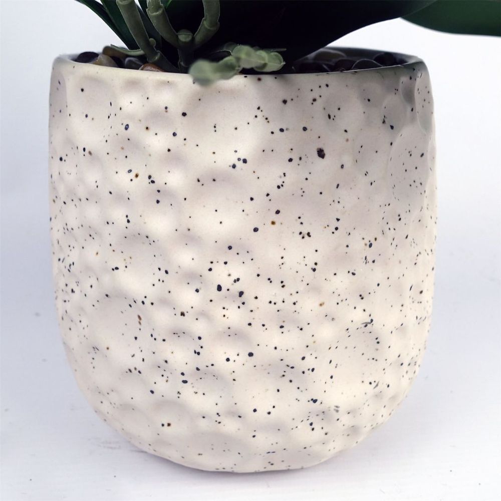 60cm White Artificial Orchid - Lifelike & Stunning - Ceramic Bubble Planter