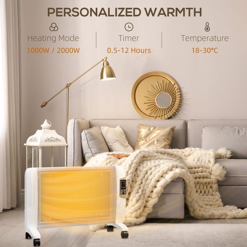 HOMCOM Mica Electric Space Heater, Portable Heater, 2 Heat Settings