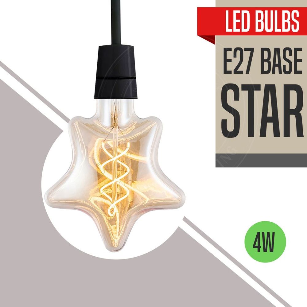 Vintage Retro Style E27 Edison Screw Amber Glass Light Bulbs - 3 Pack, Warm White