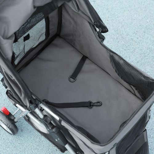 PawHut Pet Stroller Pushchair Carrier for Cat Puppy with 3 Wheels Dark Grey