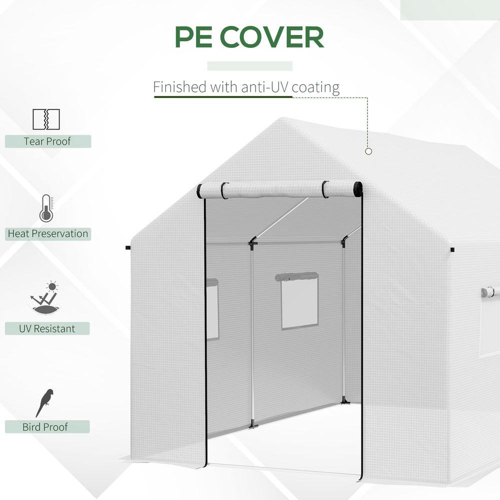 Premium Outsunny Tunnel Greenhouse - UV-Resistant PE Cover, Wide Door, 2x3(m), White - Extend Growing Season
