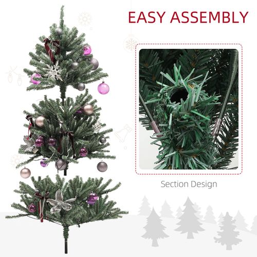 HOMCOM 5ft Artificial Prelit Christmas Tree w/ LED Lights, Purple Ornaments