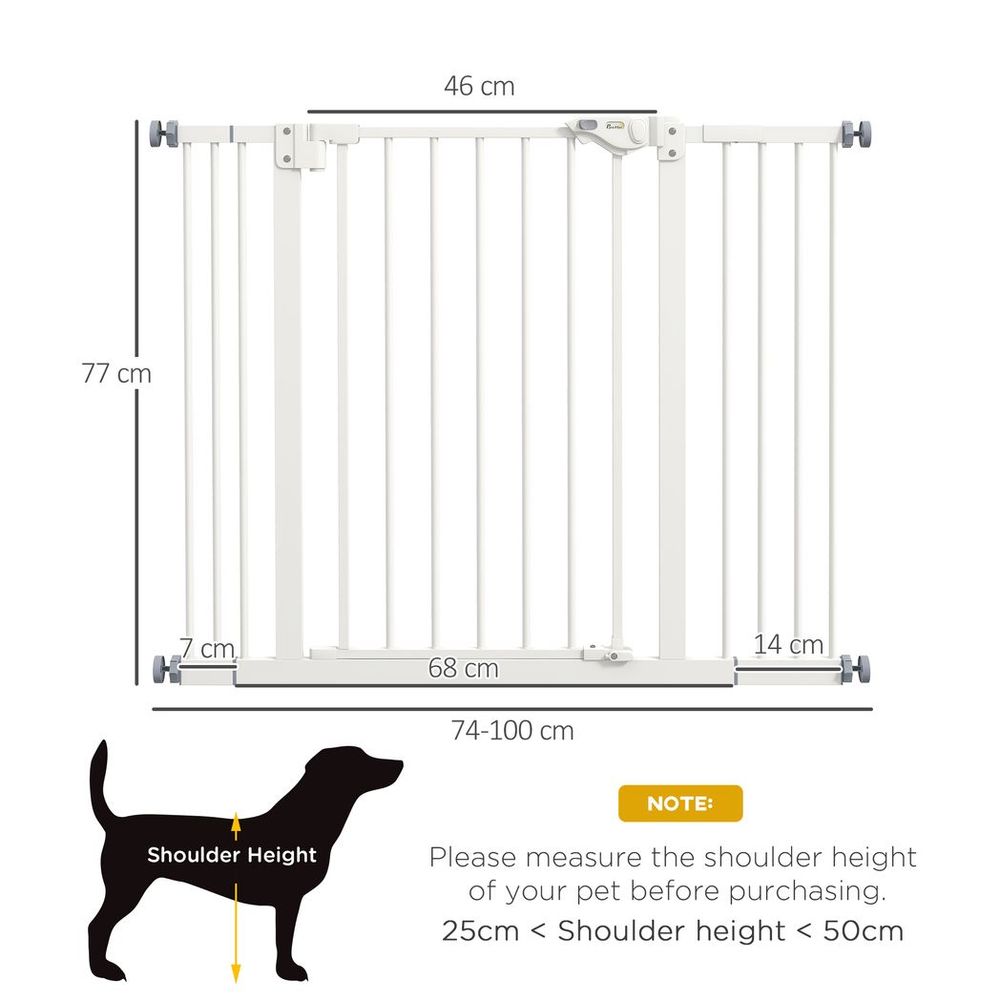 PawHut Adjustable Safety Gate - Keep Pets Secure w/ 2 Extensions & Screws