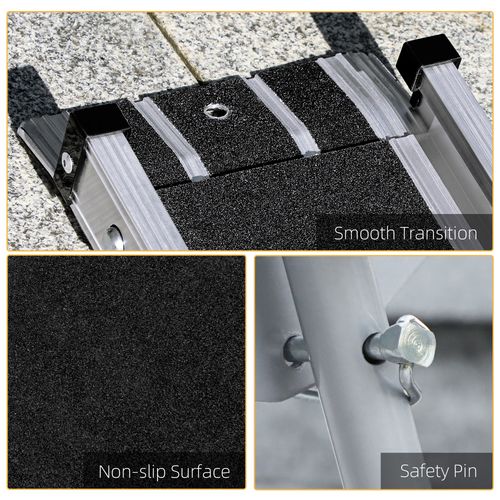 HOMCOM Aluminium Telescopic Wheelchair Ramps, 183cm, 270kg, Folding Ramp