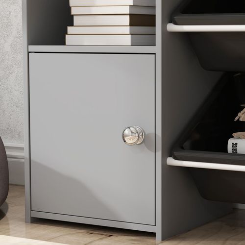 AIYAPLAY Toy Storage Unit with 8 Removable Bins, Storage Shelves, Cabinet