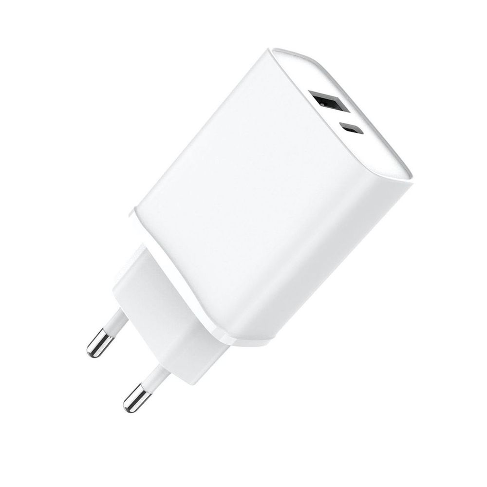 FX Dual EU Charger USB-C & USB-A, White - Compact, Portable & Travel-Friendly