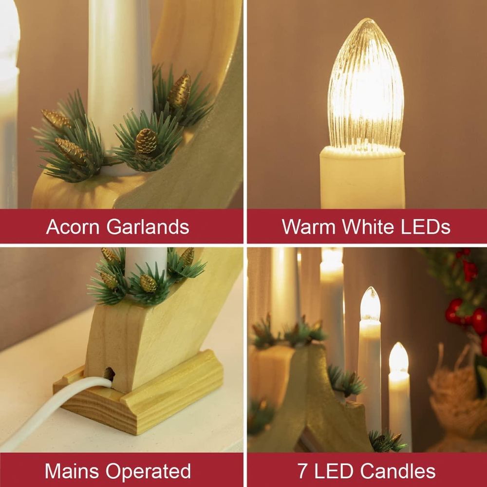 Exquisite Wooden Christmas Candle Bridge - Perfect Size for Fireplace or Window - Pine Wood Finish - Best Quality - 70730