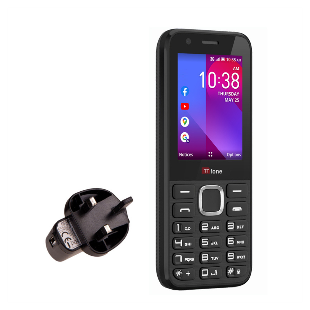 TTfone TT240 Mobile Phone + Mains Charger + Vodafone Pay As You Go Sim - Easy-to-Use, High Quality