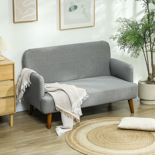 HOMCOM 2 Seater Sofa with 21cm Thick Padding and Wood Legs