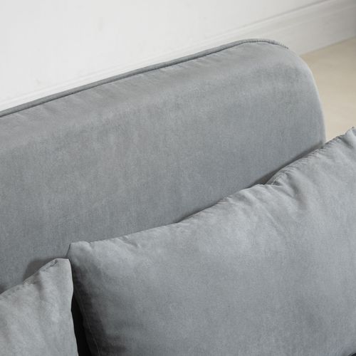 HOMCOM Fabric Convertible 2 Seater Sofa Bed w/ 2 Pillows, Light Grey