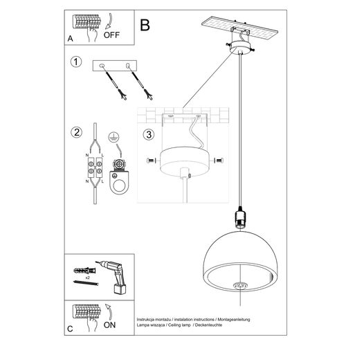 Pendant lamp concrete Pablito industrial Design E27