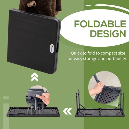 Outsunny Foldable Outdoor Dining Table for 4, Height Adjustable Steel Legs