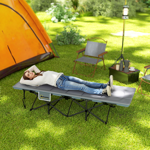 Outsunny Camping Bed for Adults with Cushion, Headrest, Side Pocket