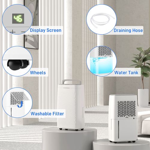 HOMCOM 16L Dehumidifier with Filter, 5.5L Water Tank, Auto Defrost, Timer
