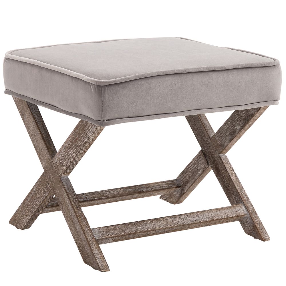 Footstool Padded Seat X Shape Chair Vintage Velvet Cover Shabby Footrest