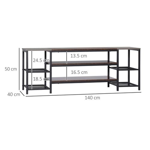 TV Unit Cabinet for TVs up to 65Inches with Shelves Brown and Grey HOMCOM