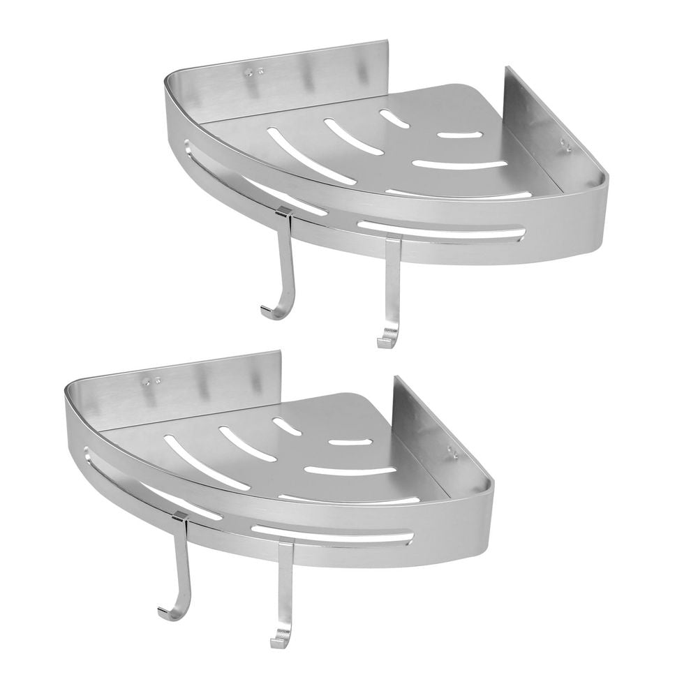 Rust-Resistant Adhesive Corner Shower Caddy | 2 Tier Bathroom Organizer by M&W