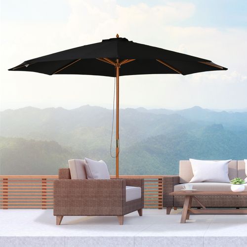 Bamboo Wooden Market Patio Umbrella  3 x 2.5 m