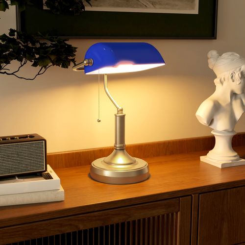 HOMCOM Banker's Table Lamp w/ Antique Bronze Tone Base
