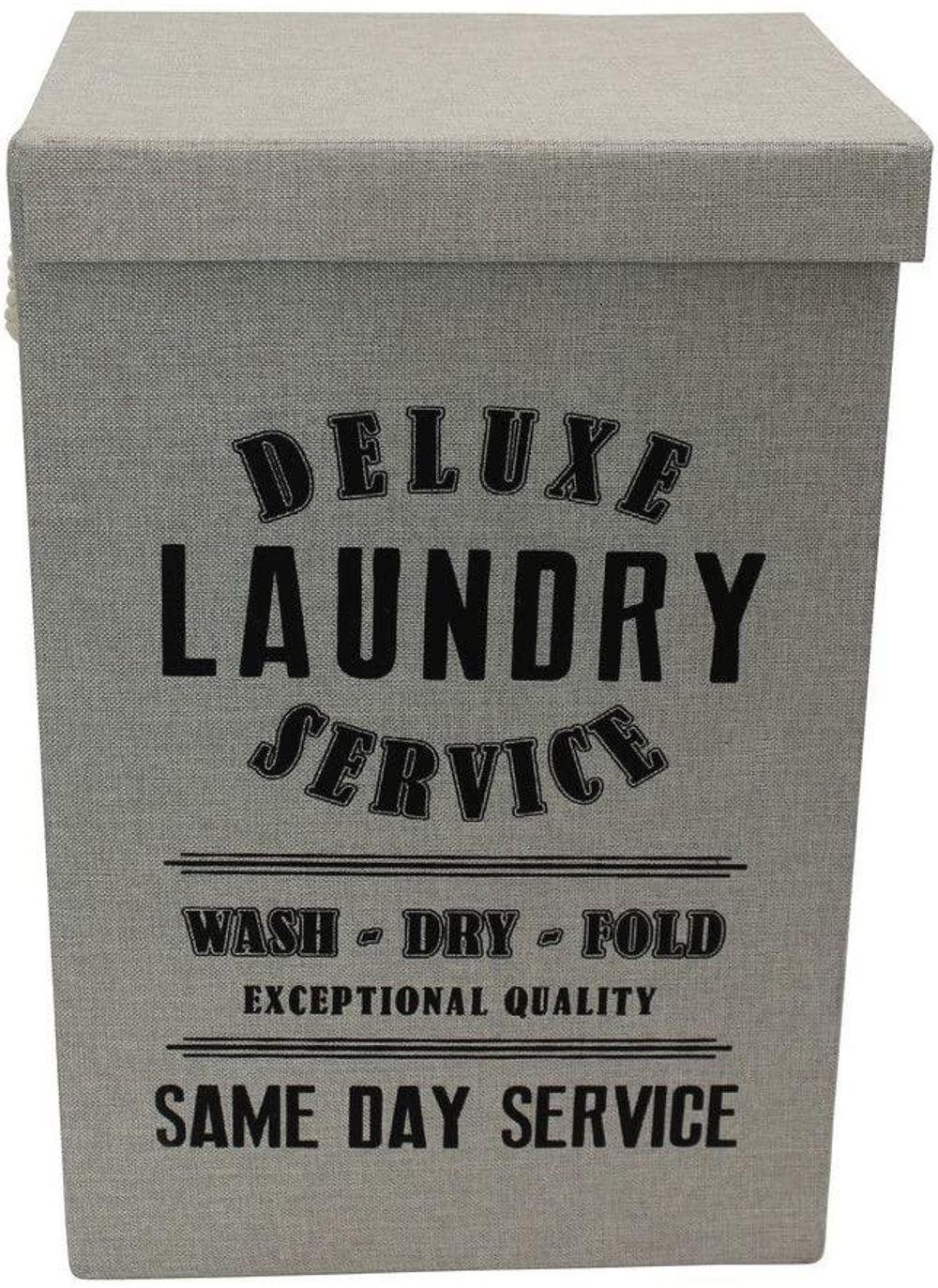 JVL Deluxe 85 Litre Foldable Fabric Clothes Laundry Hamper Bin with Rope Handles, Light Grey