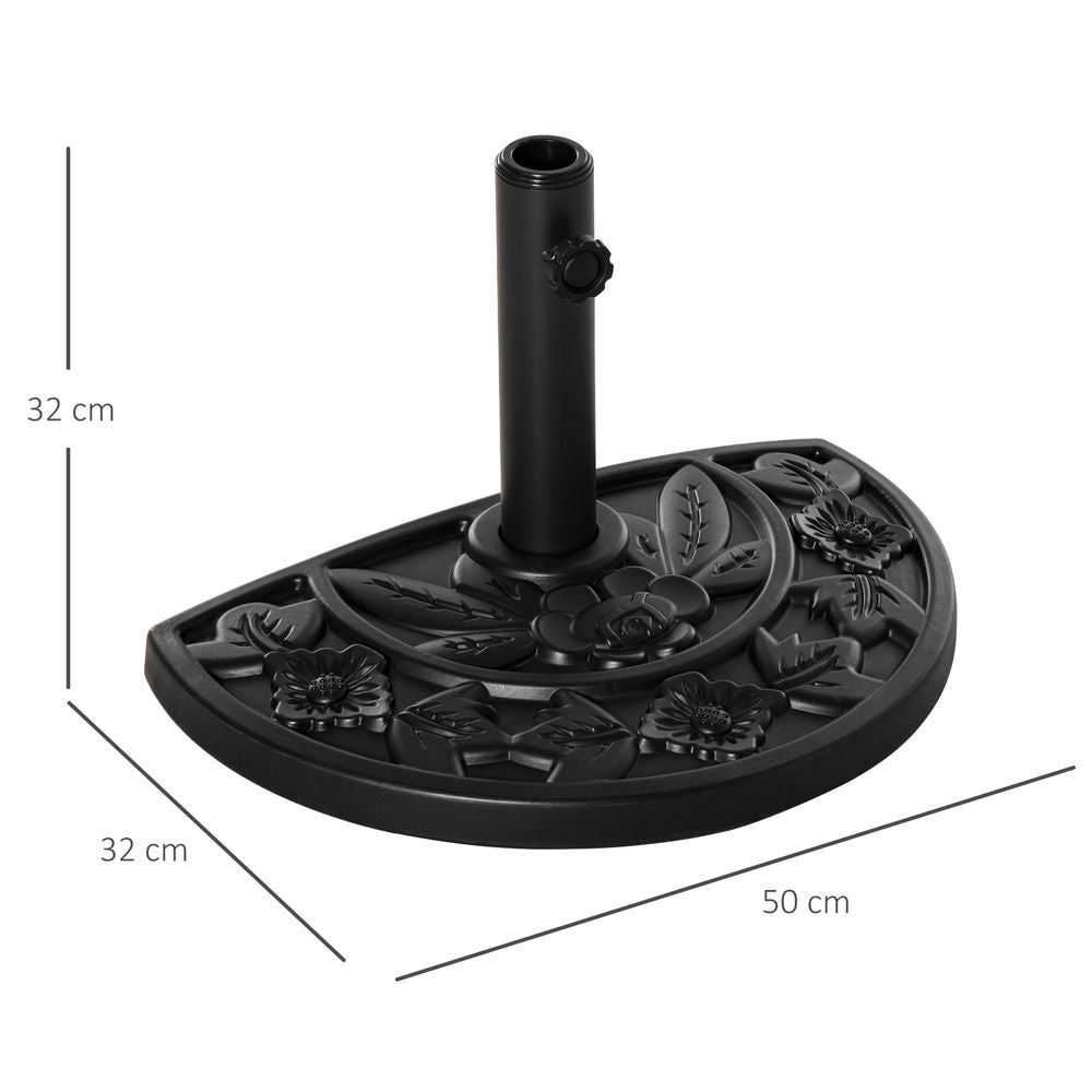 Elegant Half Round Parasol Base - Weather-resistant for Balcony - Black