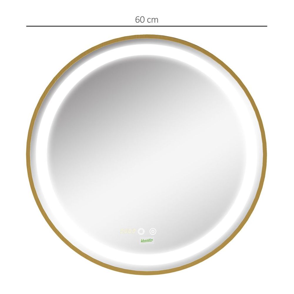 Premium LED Bathroom Mirror Wall Mounted - Round Vanity Mirror, Lights, Time Display, Adjustable Brightness - Best Quality!