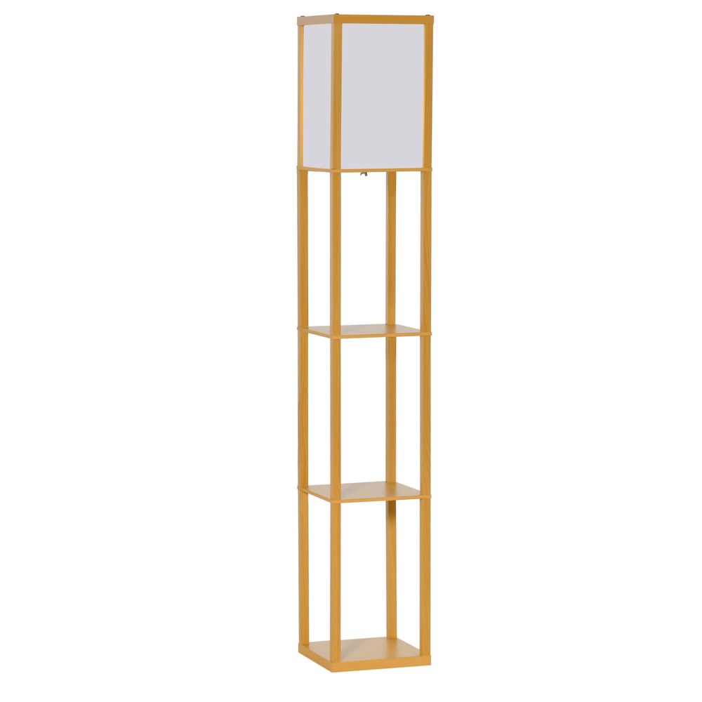 Modern 4-Tier Floor Lamp w/ Storage Shelf - Natural Light