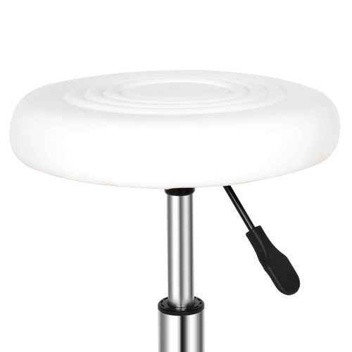 Round Stool with Lines Rotation Bar Stool White