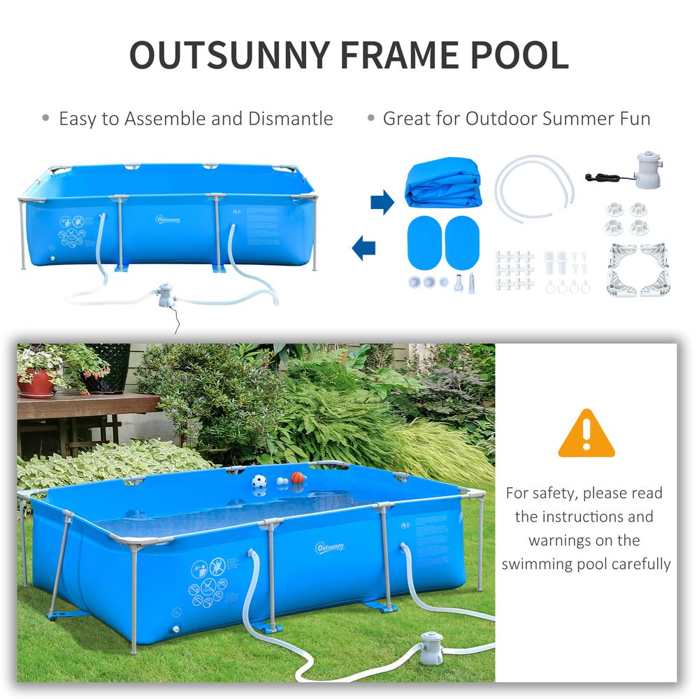 Premium Steel Frame Pool & Filter Pump Kit - Rust Resistant & Easy to Assemble - 315x225x75cm Blue